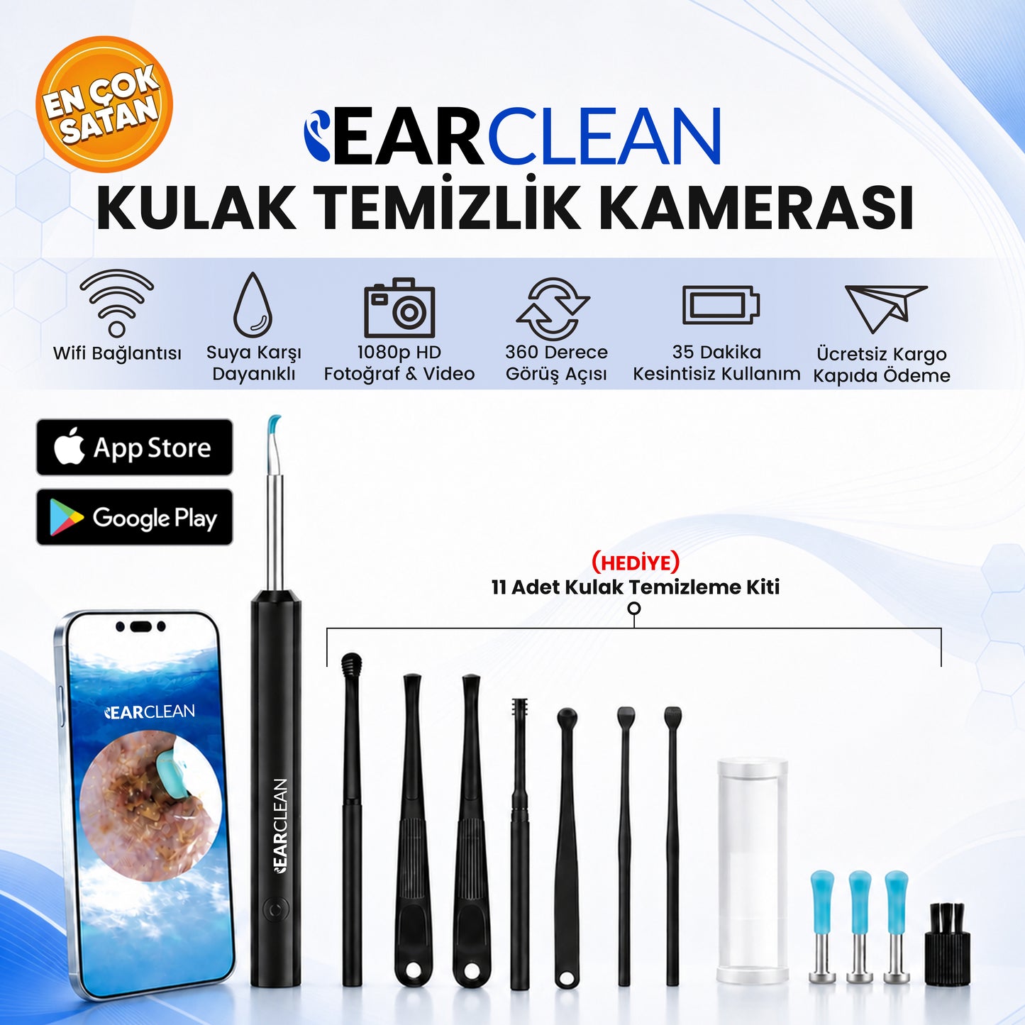 EarClean - Doktor Onaylı 1080P Kulak Temizlik Kamerası